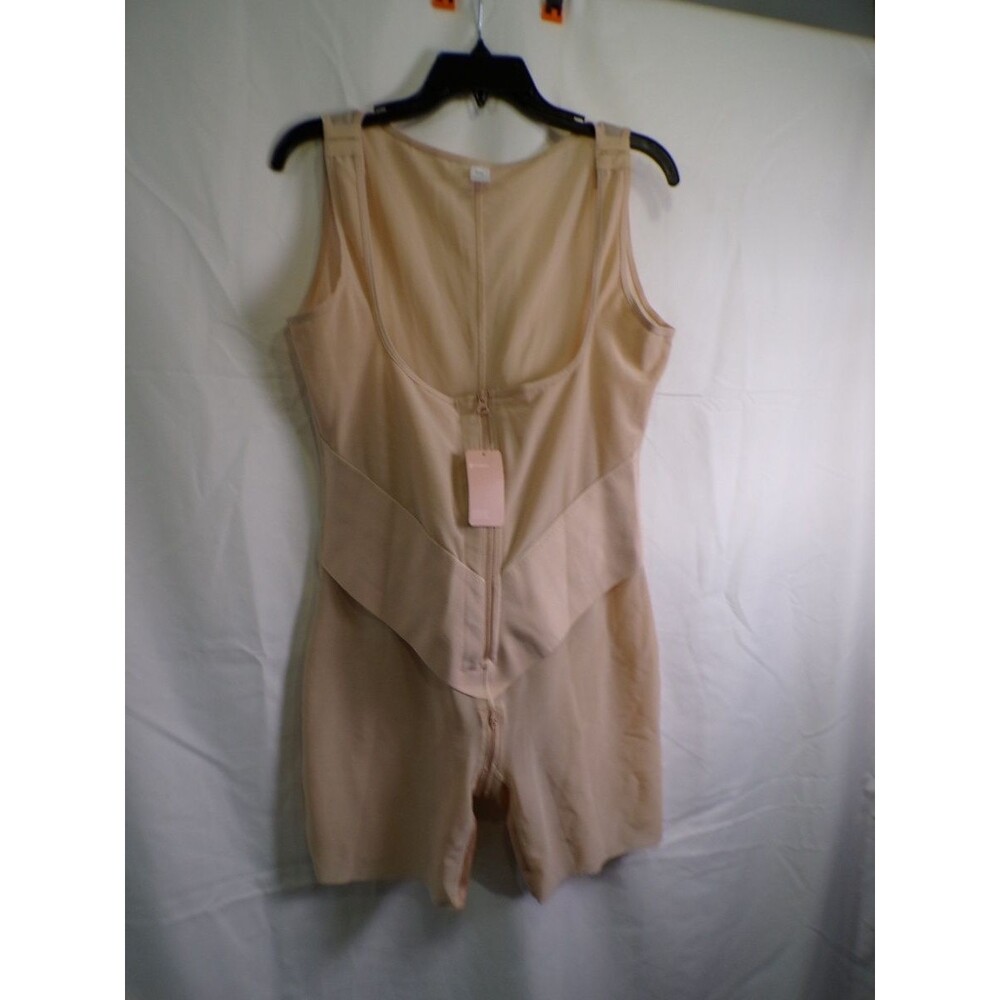 Beige One Piece Shapewear Bodysuit Front Zip 2XL